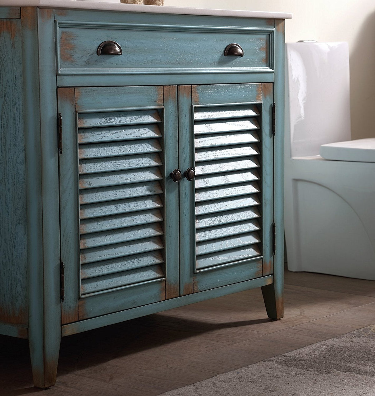 36 Inch Abbeville Farmhouse Style Distressed Blue Bathroom Vanity