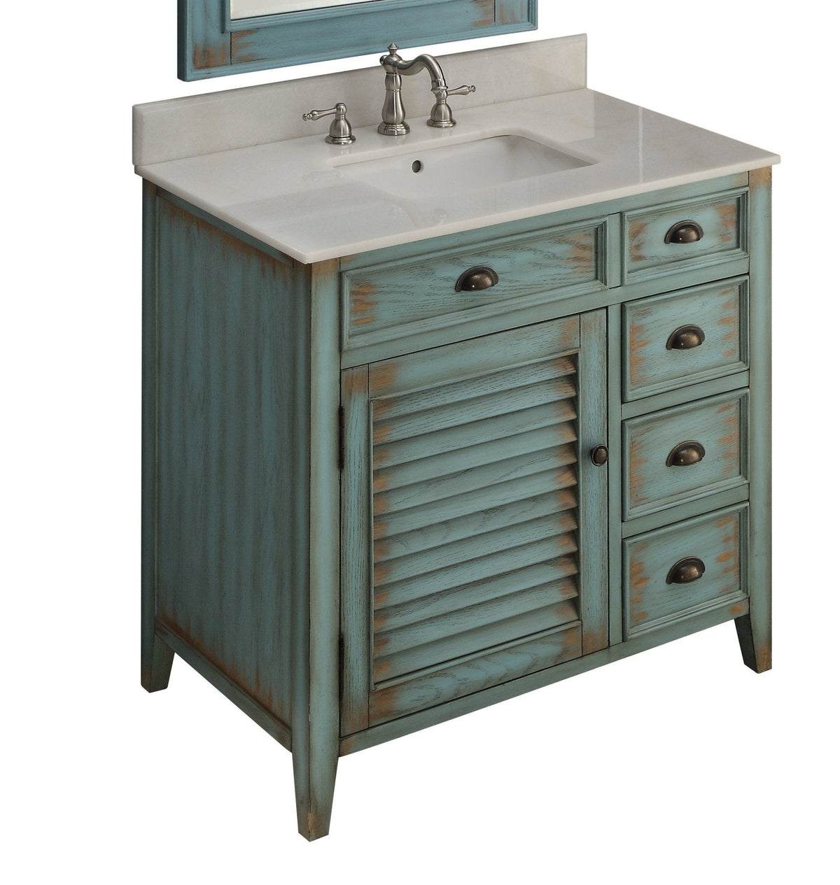 36 Inch Abbeville Farmhouse Style Distressed Blue Bathroom Vanity