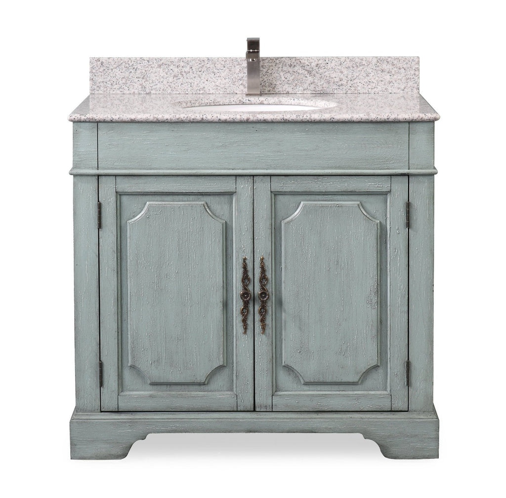 36" Benton Collection Litchfield Distressed Sage Green Bathroom Vanity