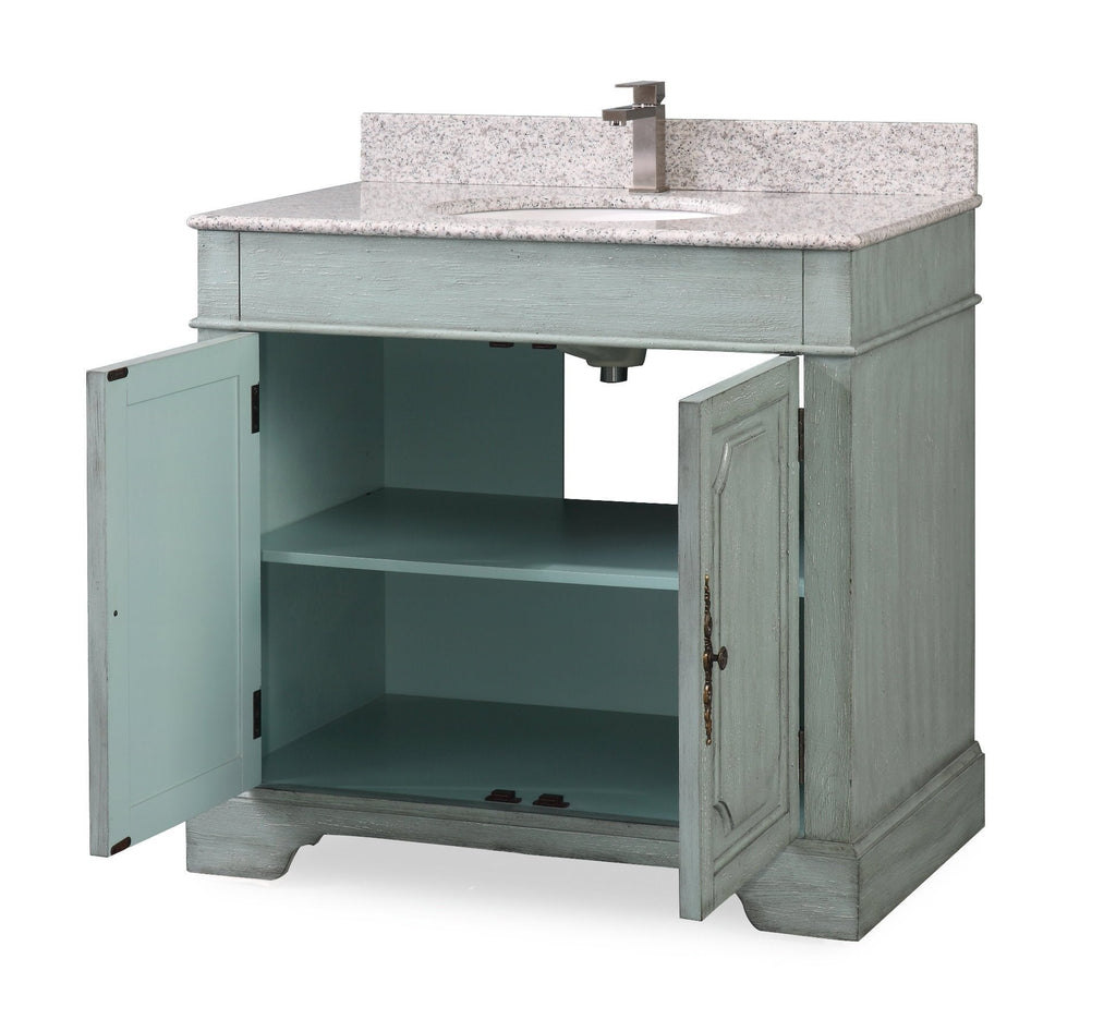 36" Benton Collection Litchfield Distressed Sage Green Bathroom Vanity