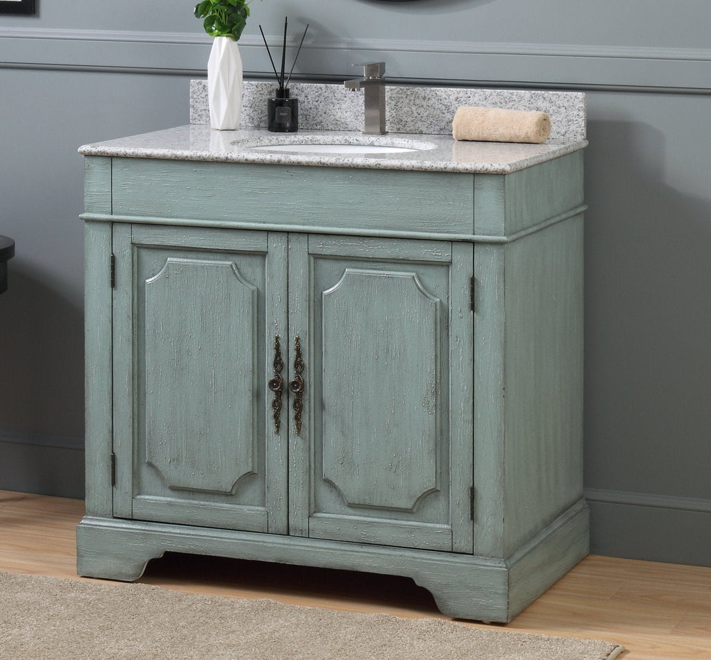 36" Benton Collection Litchfield Distressed Sage Green Bathroom Vanity
