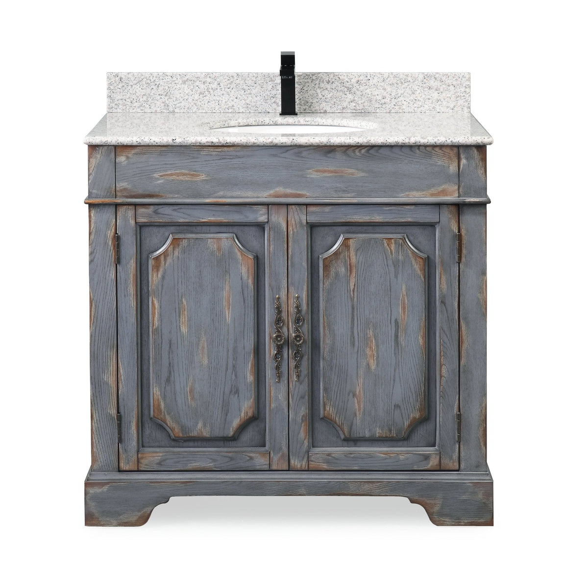 36" Benton Collection Litchfield Rustic Distressed Boho Gray Bathroom Vanity