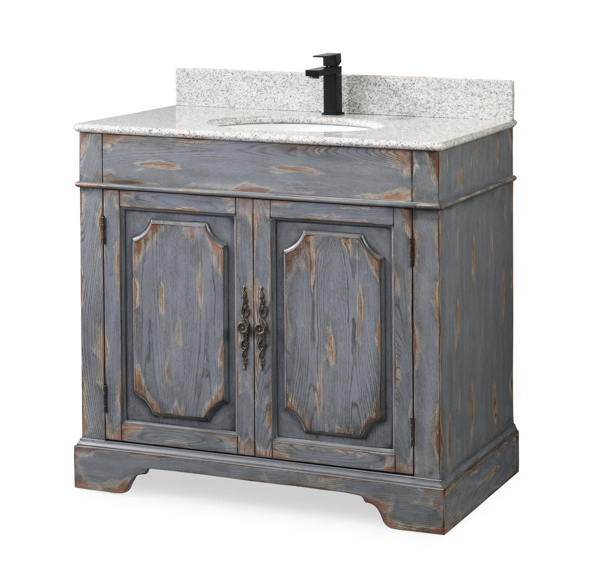 36" Benton Collection Litchfield Rustic Distressed Boho Gray Bathroom Vanity
