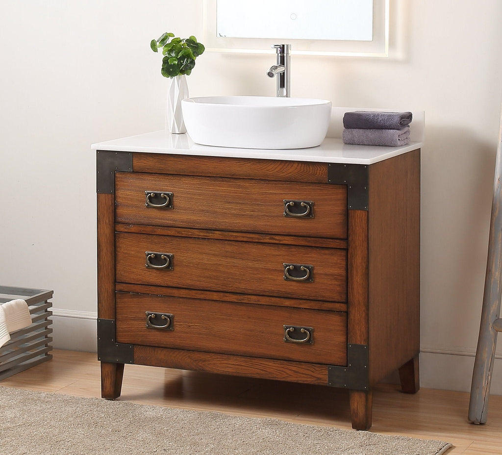 36" Benton Collection Vessel Sink Traditional Style Bathroom Vanity Akira