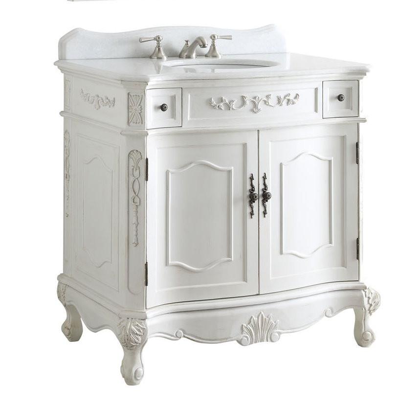 36 Inch Classic Style Antique White Fairmont Bathroom Sink Vanity