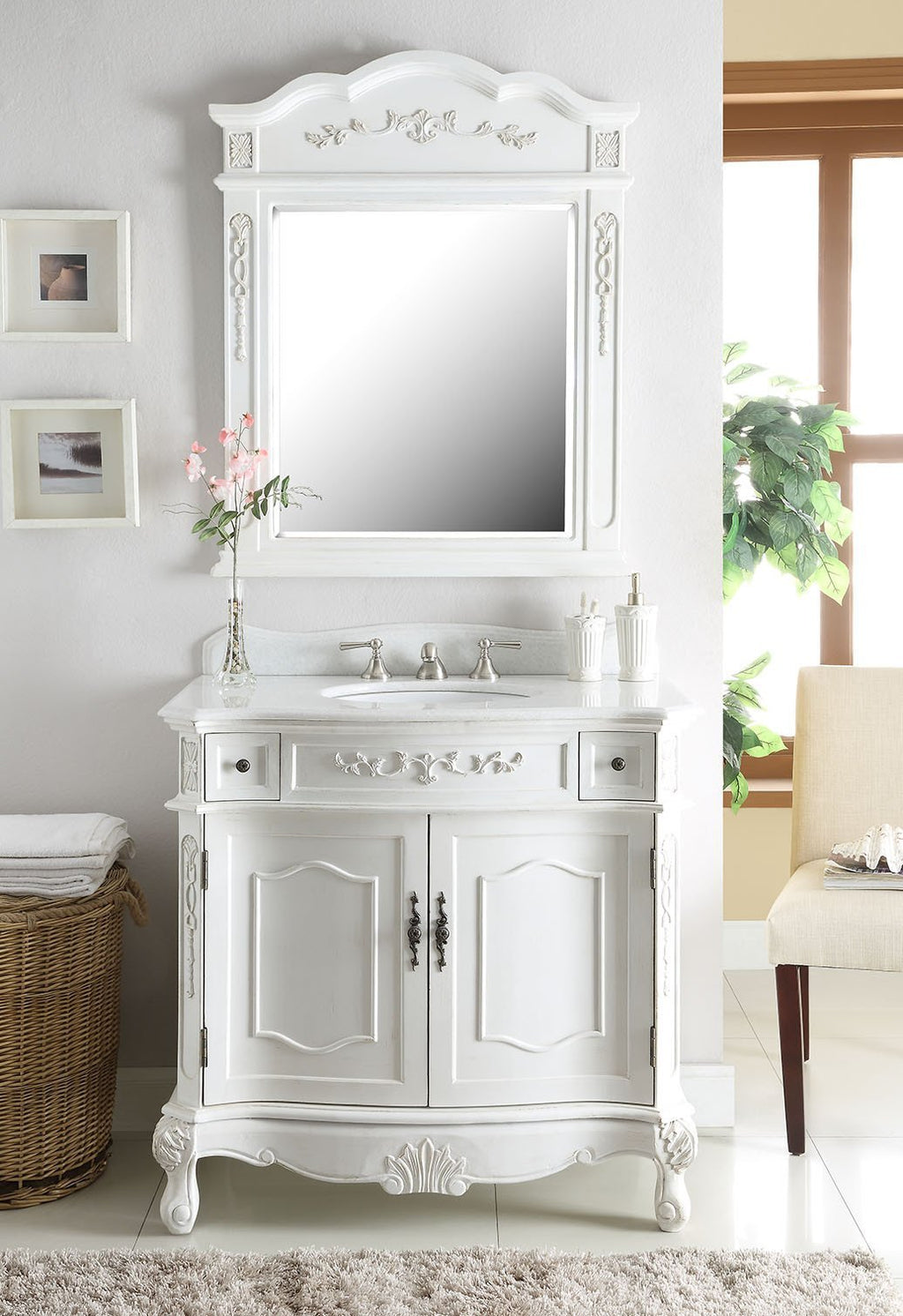 36 Inch Classic Style Antique White Fairmont Bathroom Sink Vanity