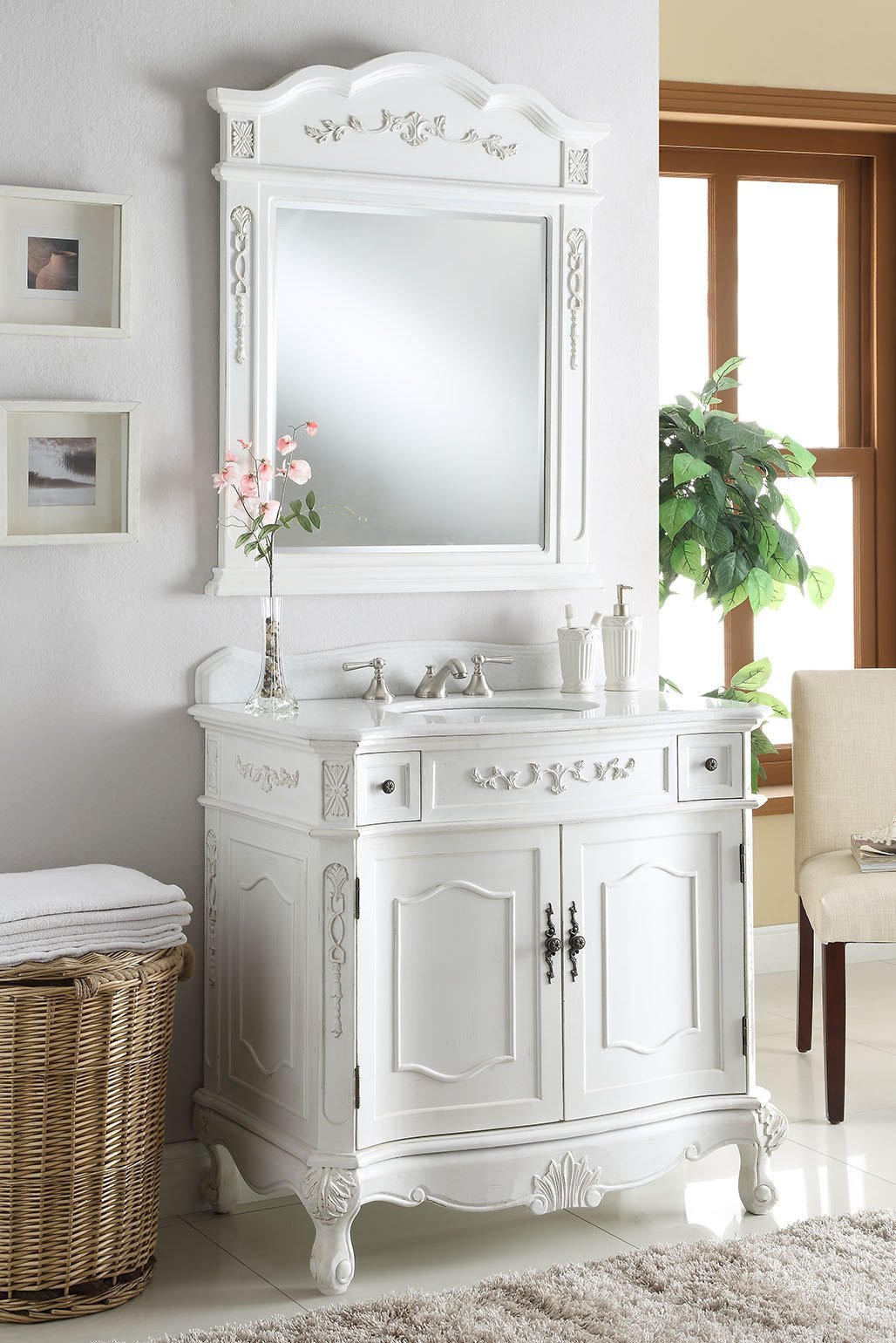 36 Inch Classic Style Antique White Fairmont Bathroom Sink Vanity