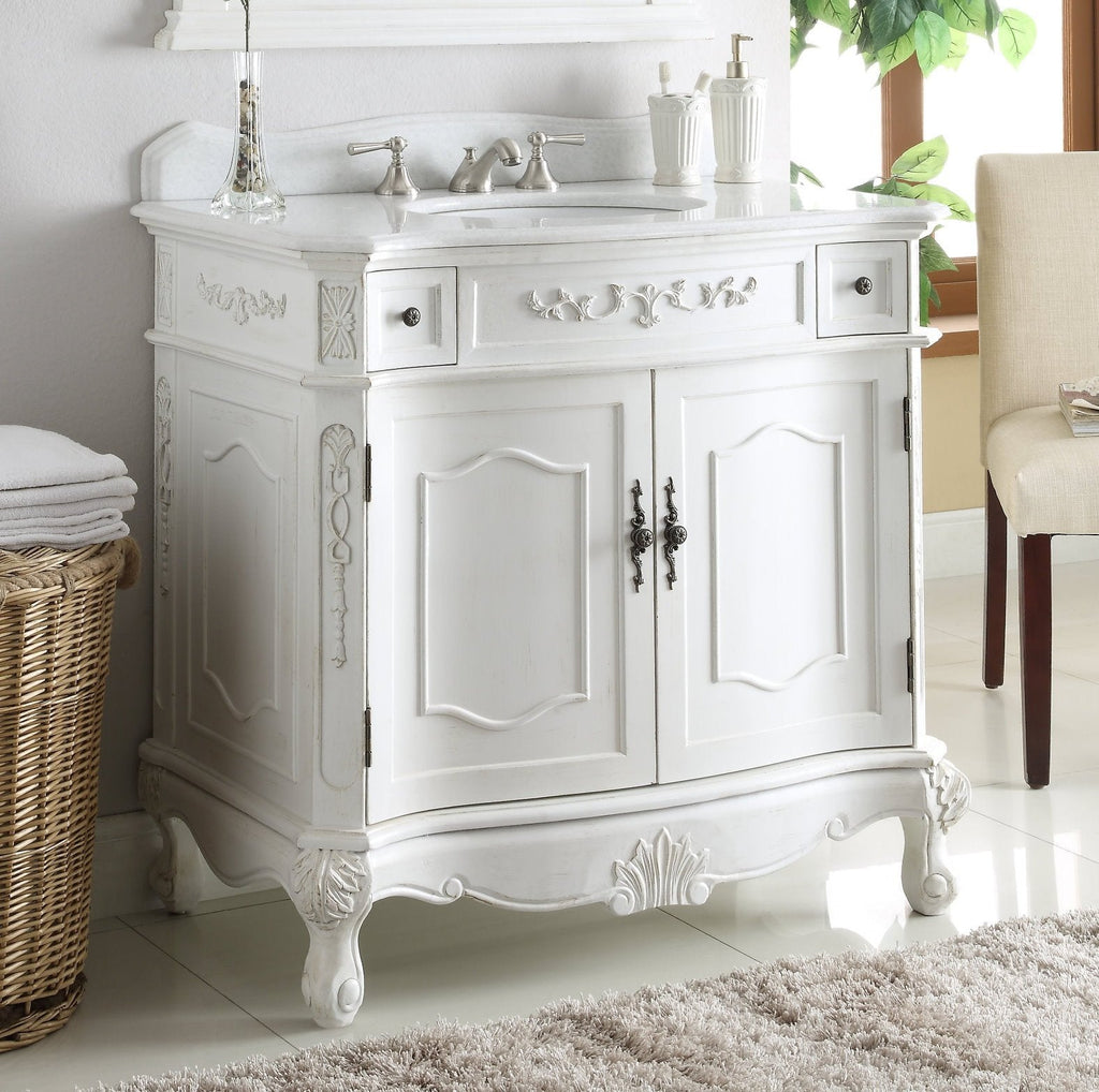 36 Inch Classic Style Antique White Fairmont Bathroom Sink Vanity
