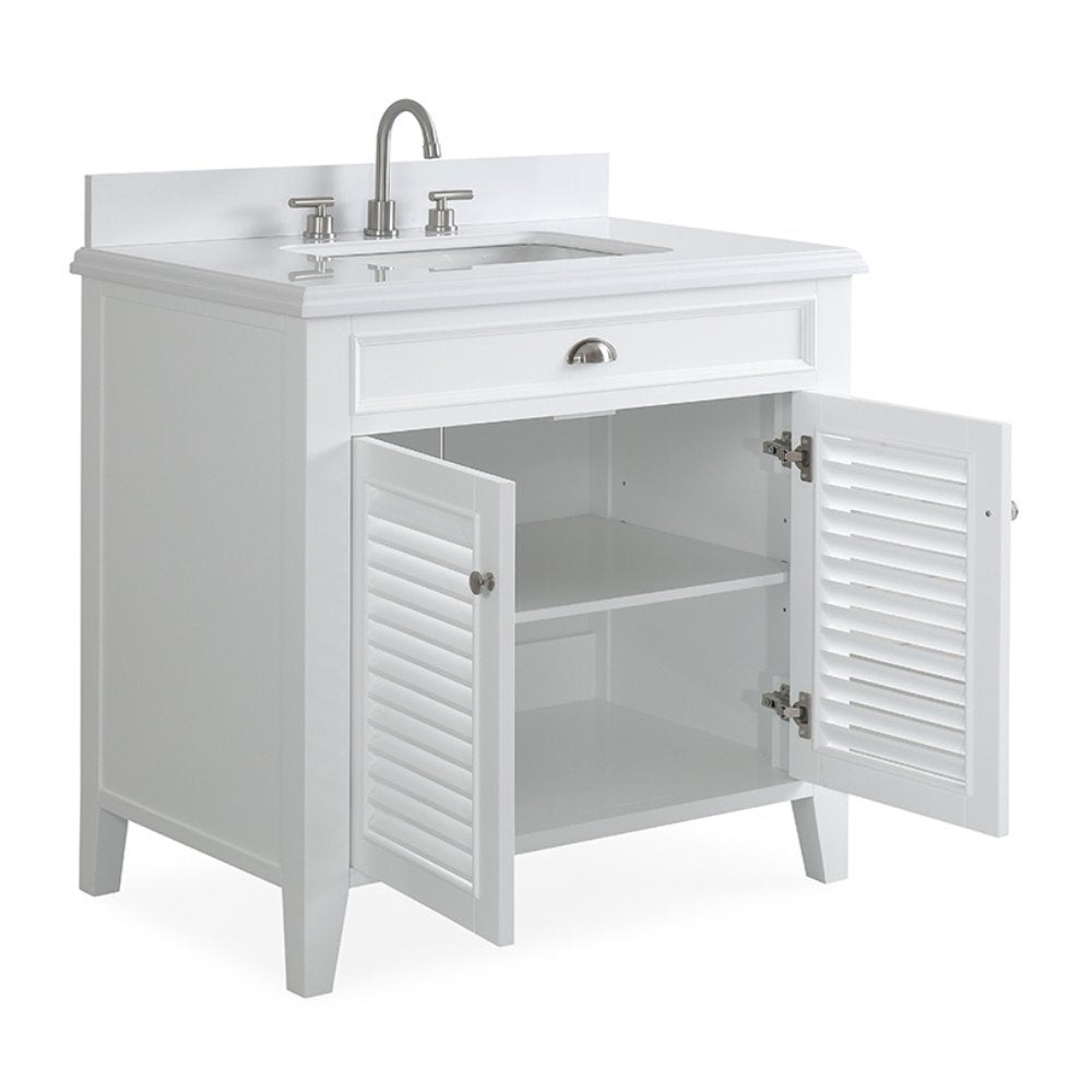 36 Inch Contemporary Style White Kalani Bathroom Vanity