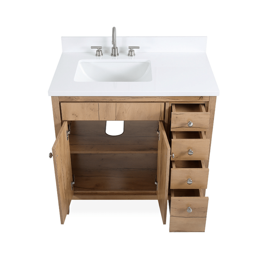36 inch Modern Style Beatrice Bathroom Sink Vanity in Wood Finish