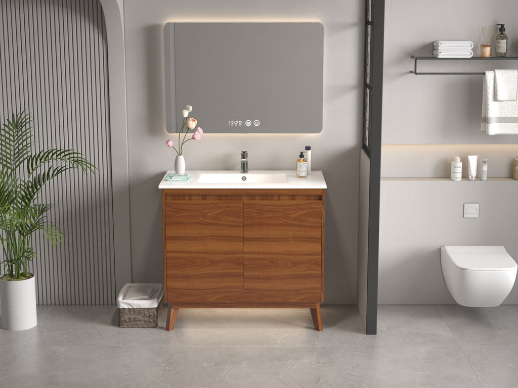 36 inch Modern Style Cherry Brown Zaren Bathroom Sink Vanity