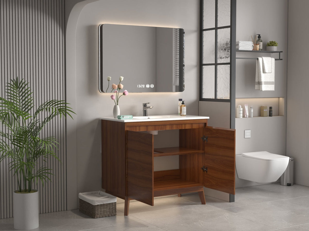 36 inch Modern Style Cherry Brown Zaren Bathroom Sink Vanity
