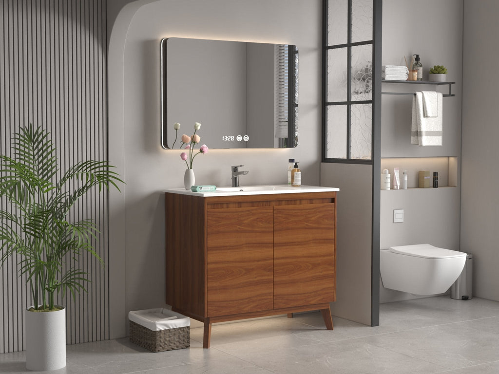 36 inch Modern Style Cherry Brown Zaren Bathroom Sink Vanity