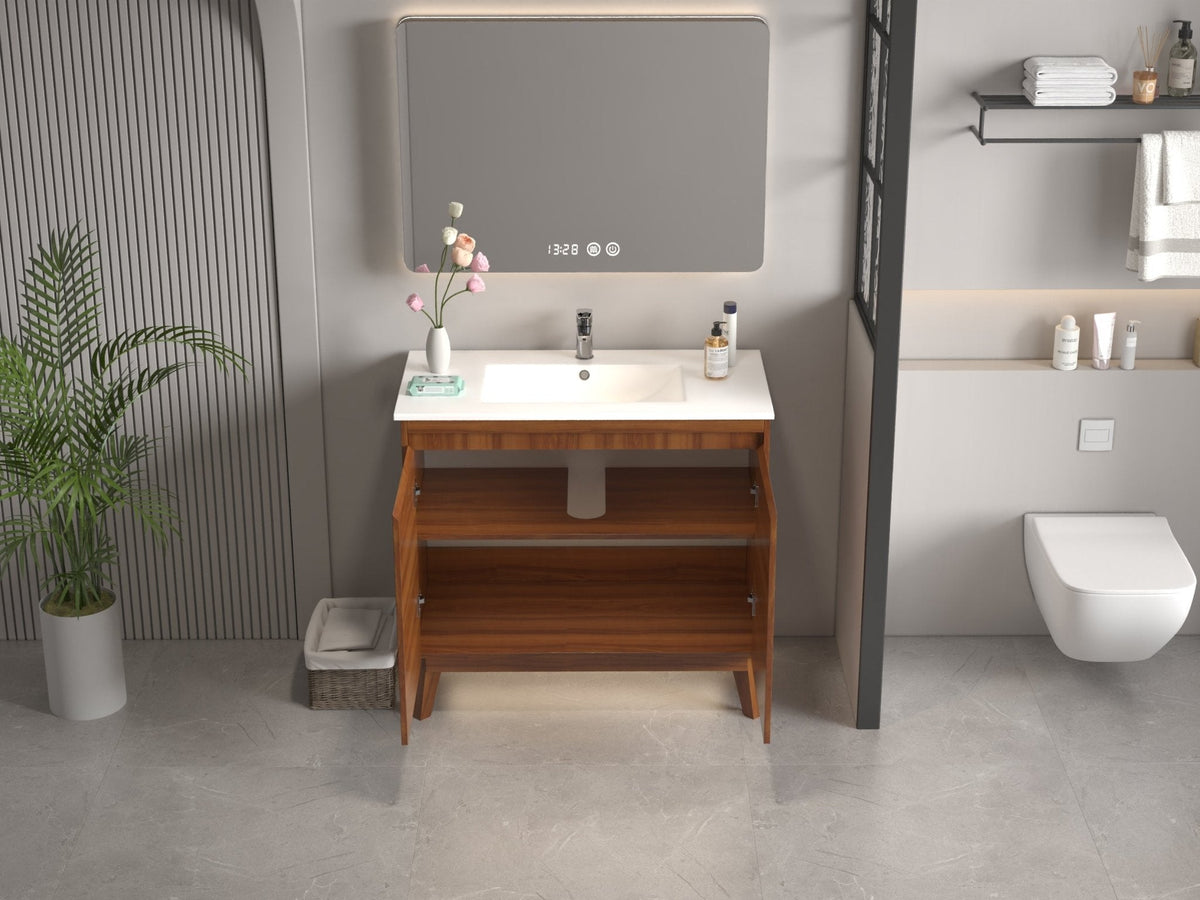 36 inch Modern Style Cherry Brown Zaren Bathroom Sink Vanity