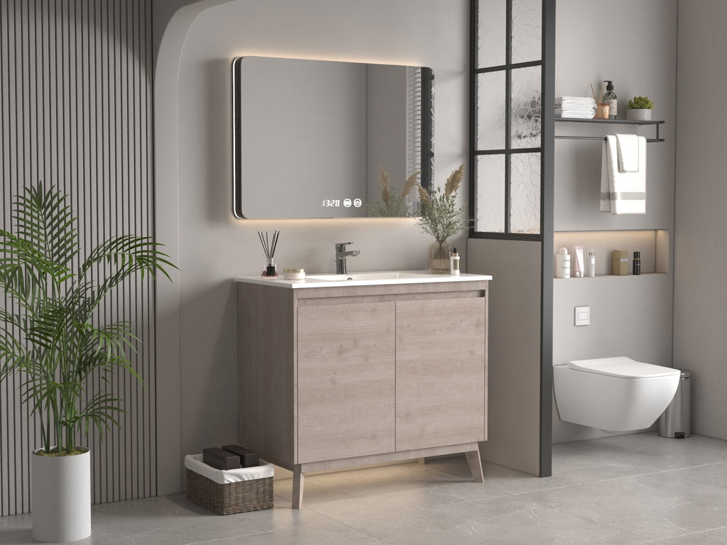 36 inch Modern Style Oak Wood Finish Zaren Bathroom Sink Vanity