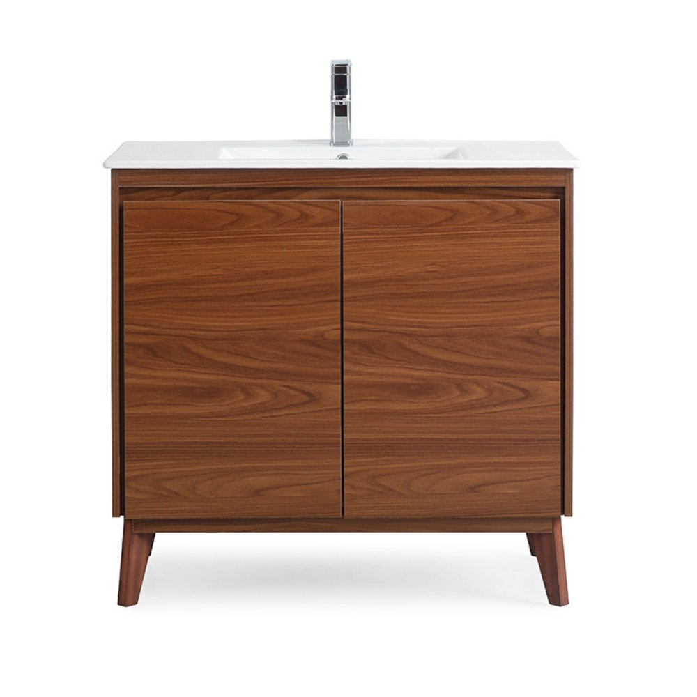 36 inch Modern Style Oak Wood Finish Zaren Bathroom Sink Vanity