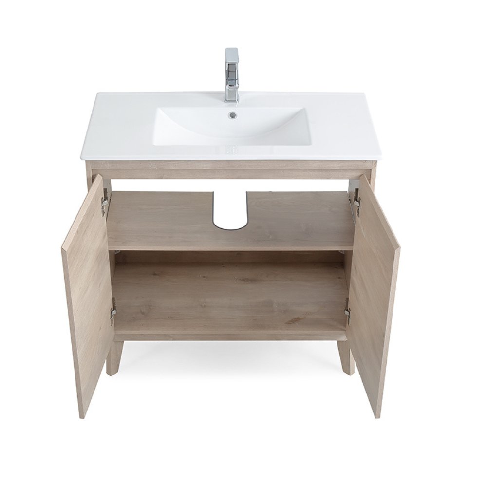 36 inch Modern Style Oak Wood Finish Zaren Bathroom Sink Vanity