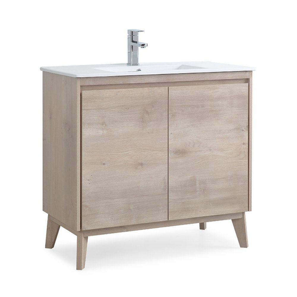 36 inch Modern Style Oak Wood Finish Zaren Bathroom Sink Vanity