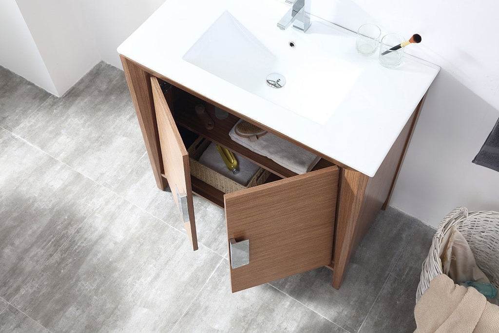 36" Larvotto Light Wheat Modern Bathroom Sink Vanity