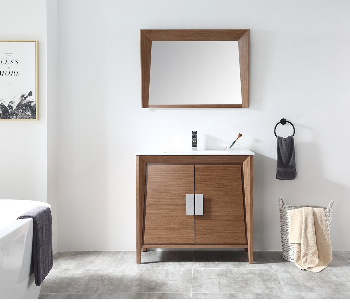 36" Larvotto Light Wheat Modern Bathroom Sink Vanity