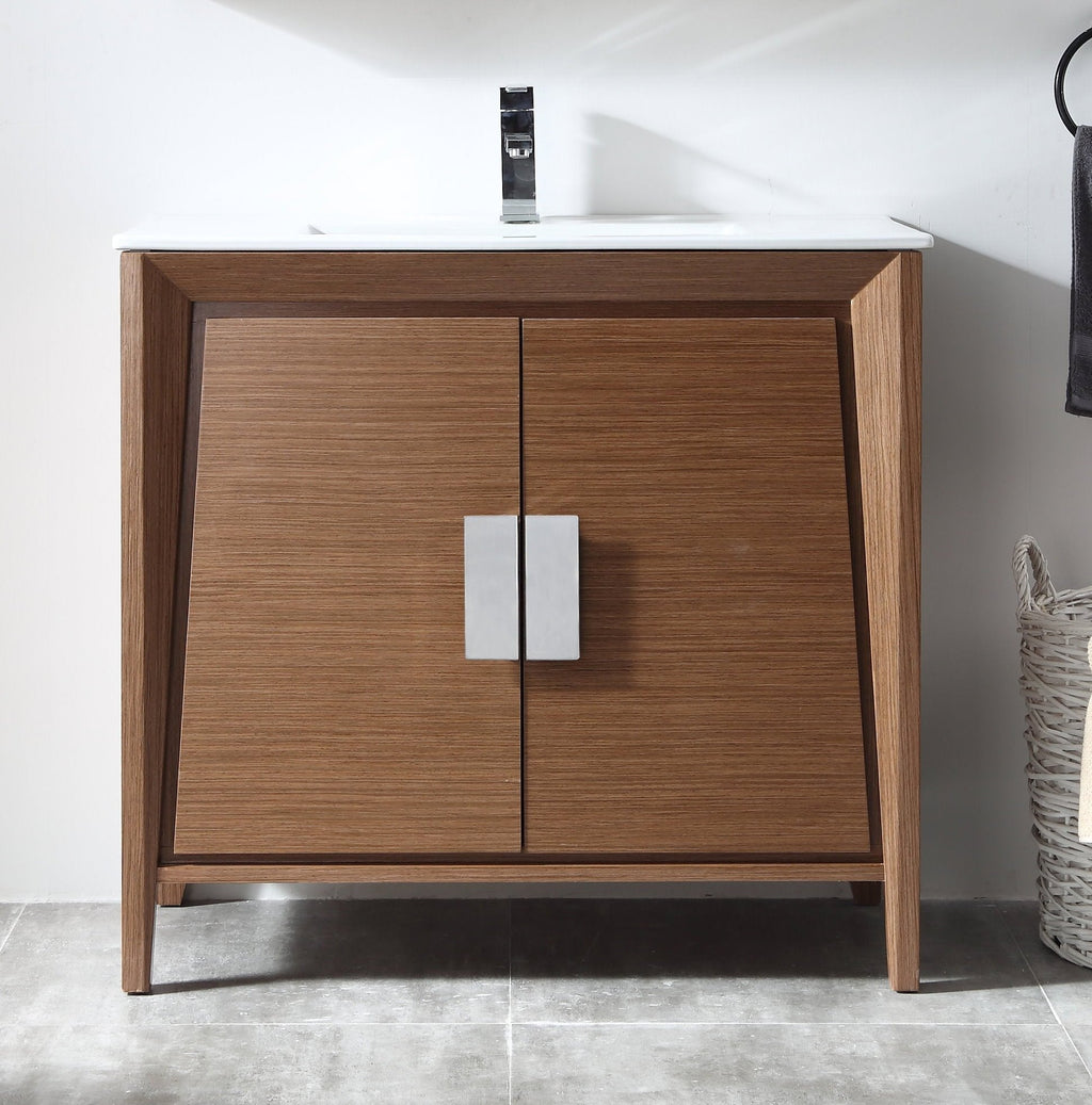 36" Larvotto Light Wheat Modern Bathroom Sink Vanity