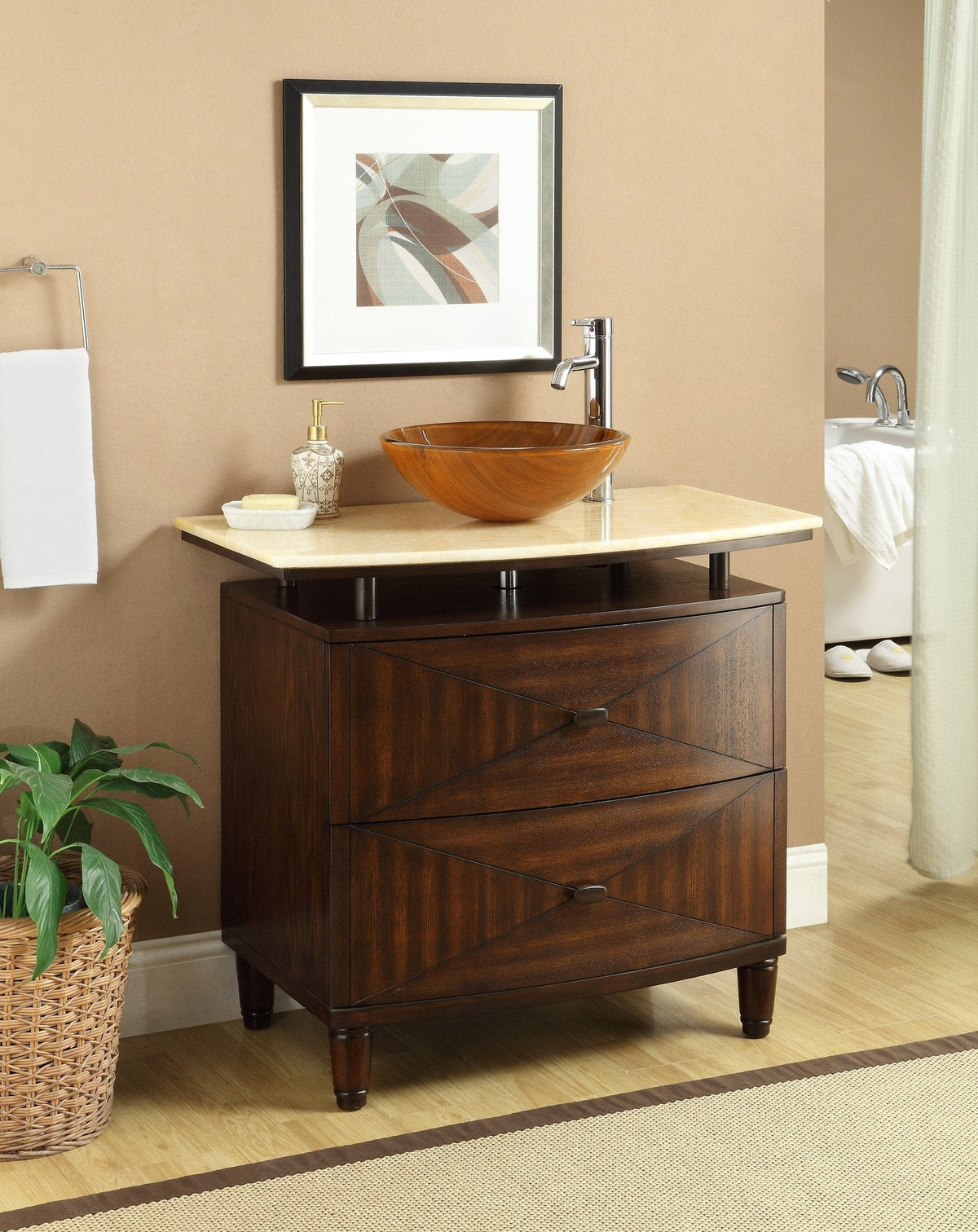 36" Onyx counter top Verdana Vessel Sink Bathroom Vanity