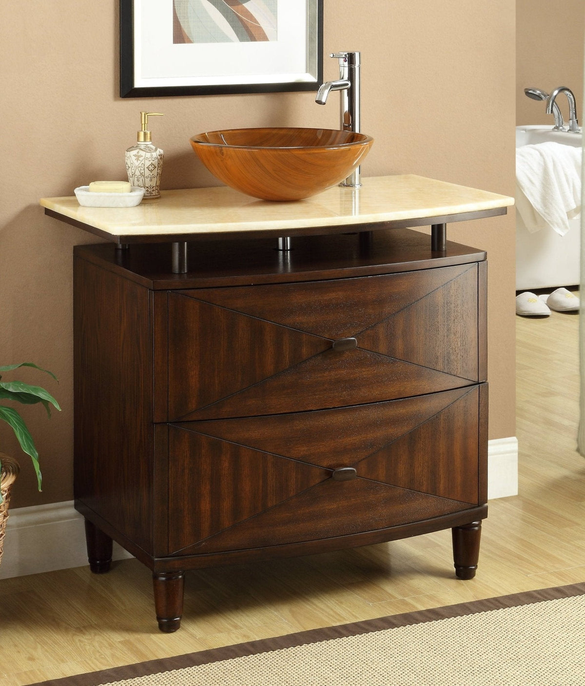 36" Onyx counter top Verdana Vessel Sink Bathroom Vanity