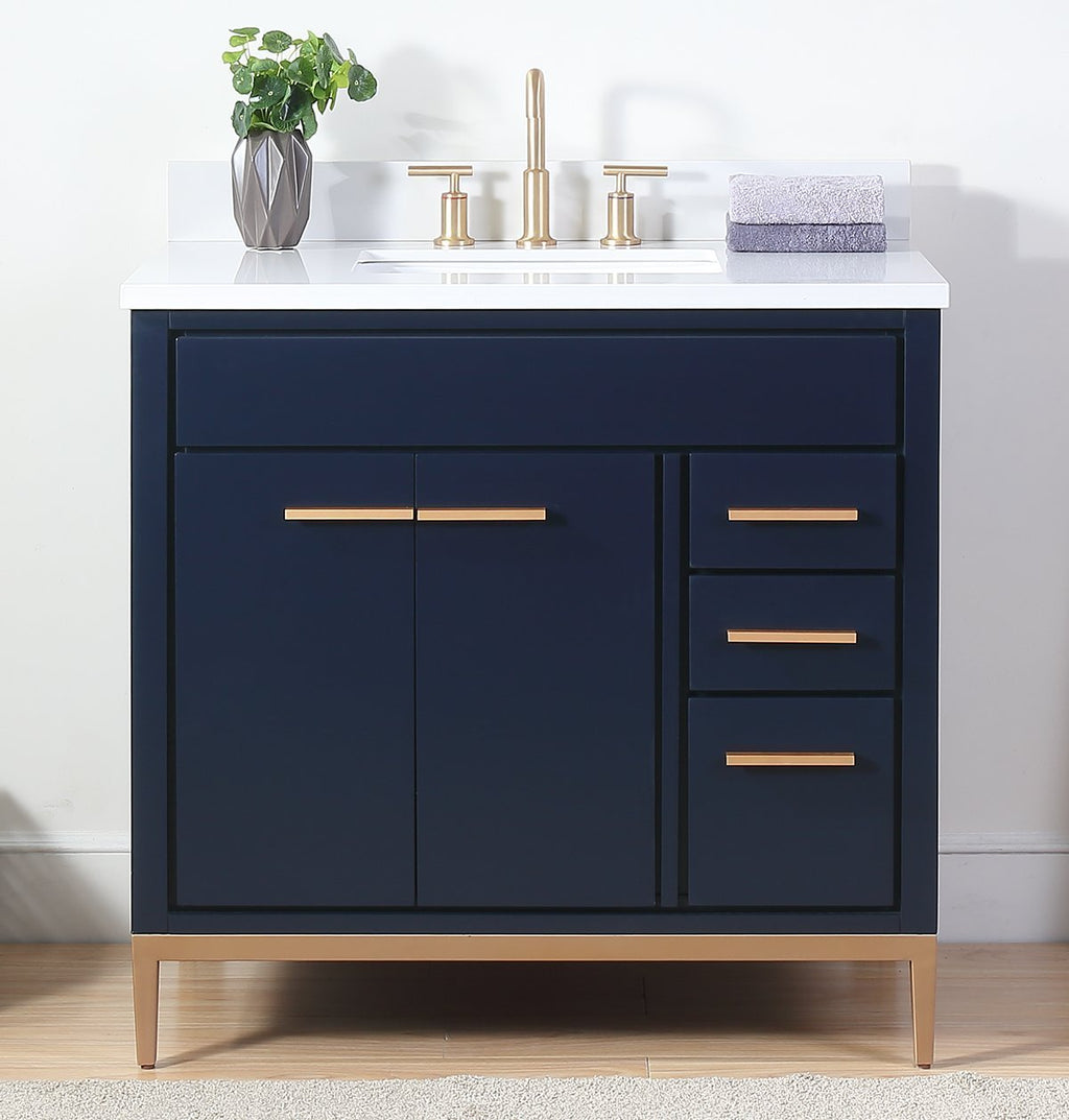 36" Tennant Brand Beatrice Navy Blue Modern Bathroom Sink Vanity