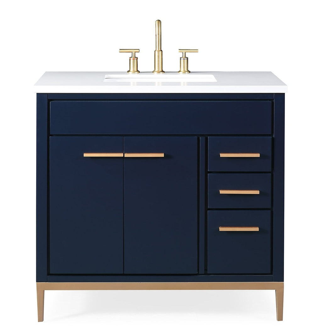 36" Tennant Brand Beatrice Navy Blue Modern Bathroom Sink Vanity