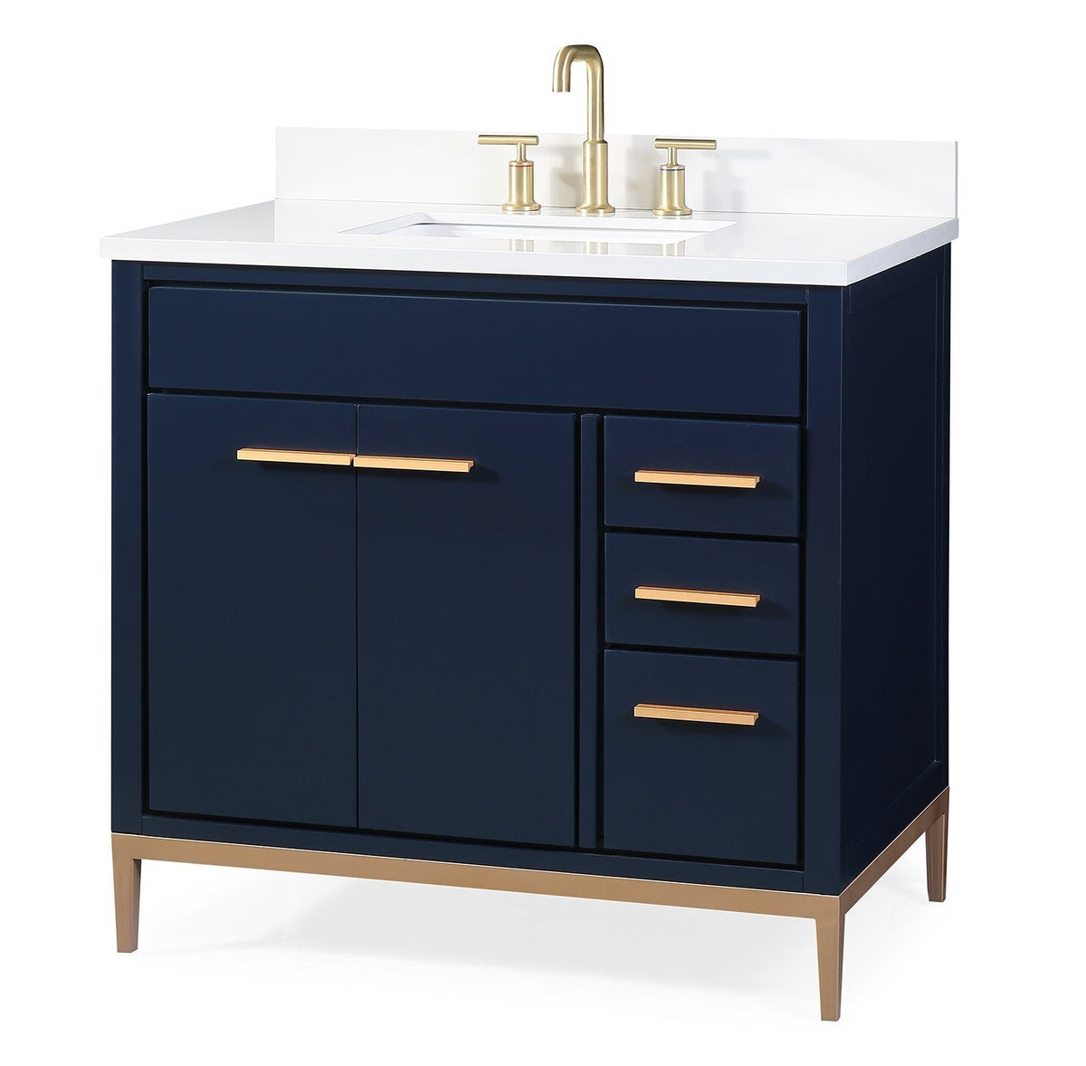 36" Tennant Brand Beatrice Navy Blue Modern Bathroom Sink Vanity