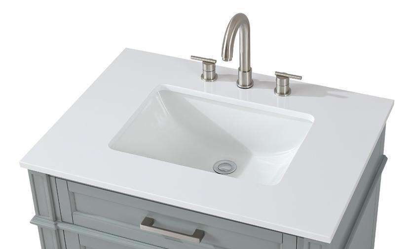 36 Inch Durand Modern Gray Bathroom Sink Vanity with Stone Counter Top