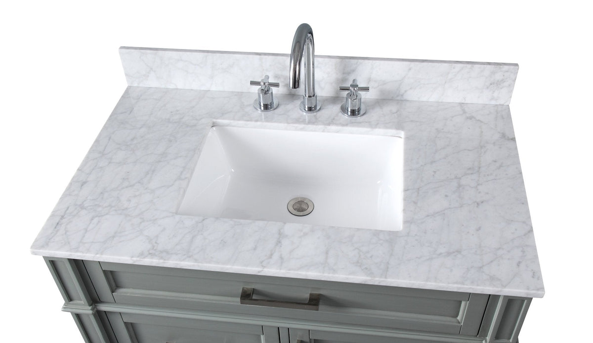 36 Inch Durand Modern Gray Bathroom Sink Vanity with Stone Counter Top