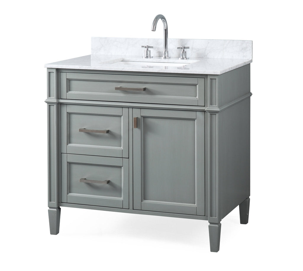 36 Inch Durand Modern Gray Bathroom Sink Vanity with Stone Counter Top