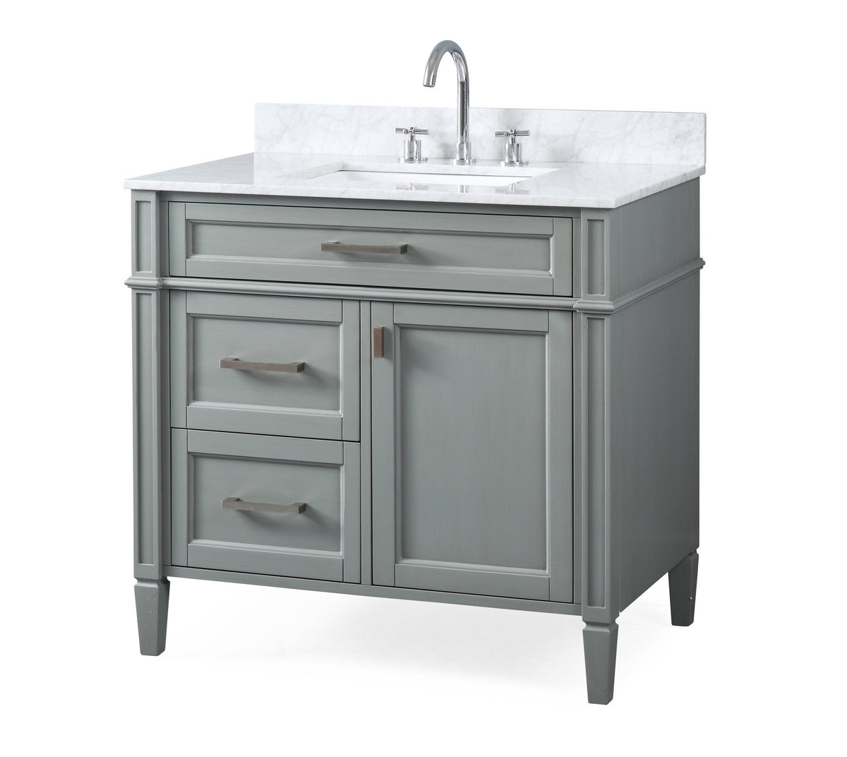 36 Inch Durand Modern Gray Bathroom Sink Vanity with Stone Counter Top