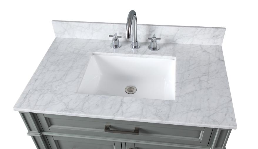 36 Inch Durand Modern Gray Bathroom Sink Vanity with Stone Counter Top