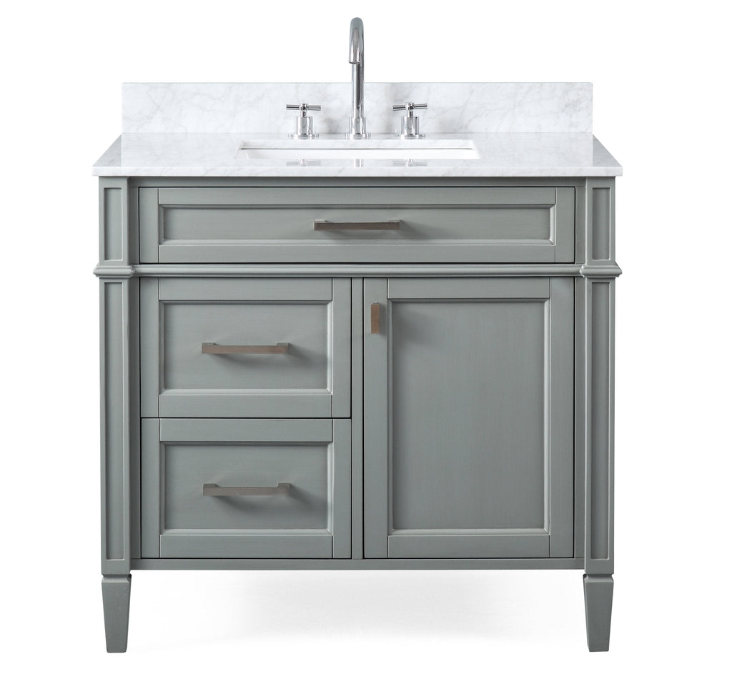 36 Inch Durand Modern Gray Bathroom Sink Vanity with Stone Counter Top
