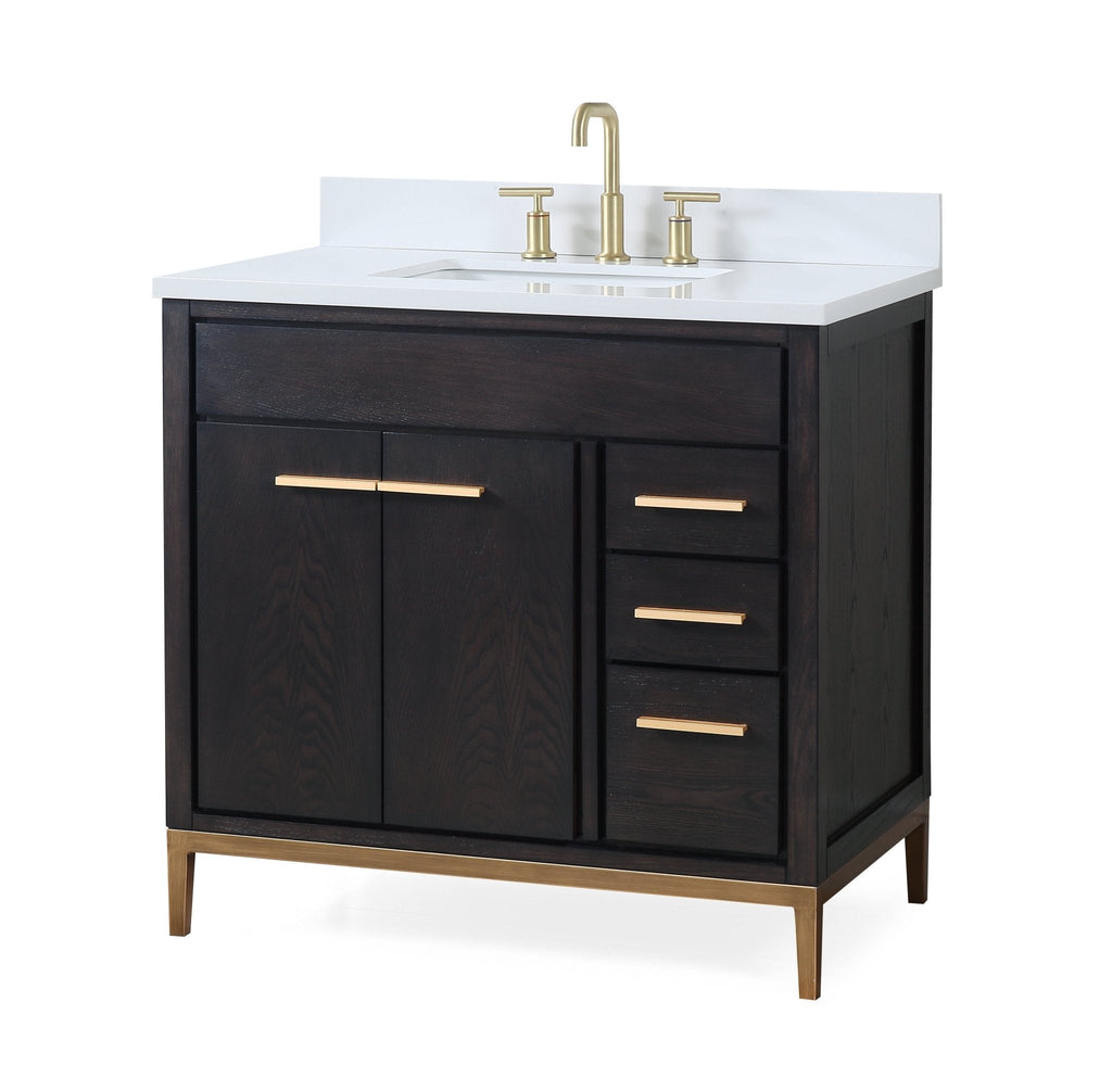 36" Tennant Brand Modern Style Beatrice Bathroom Sink Vanity Wenge Finish