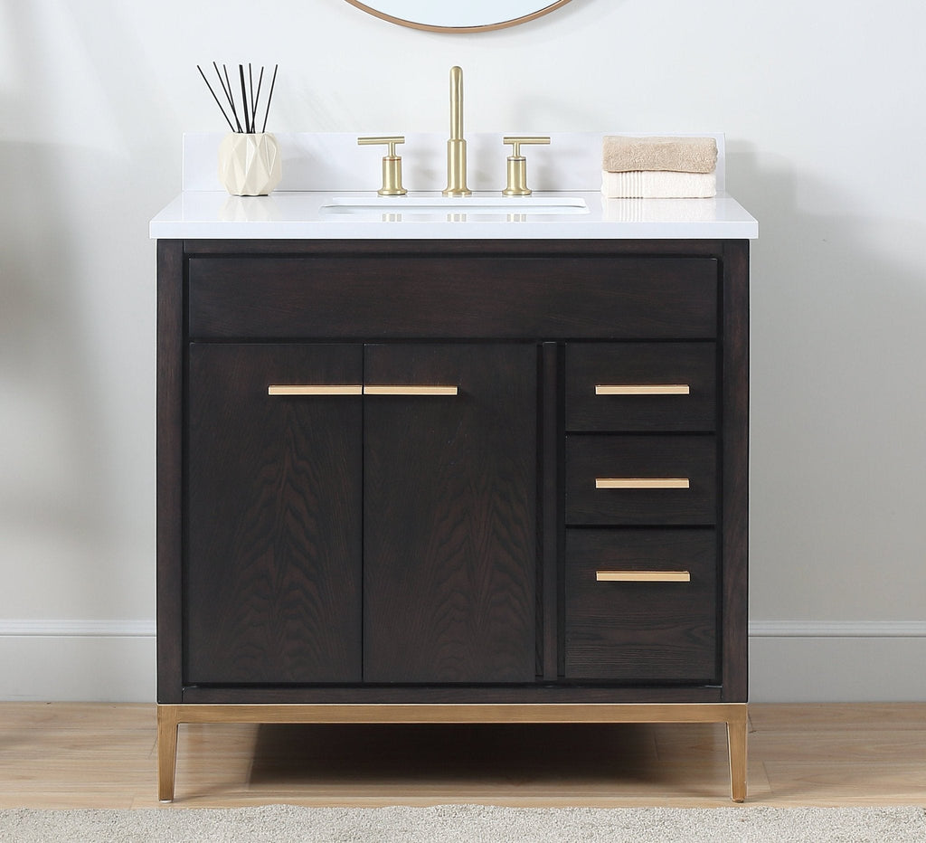36" Tennant Brand Modern Style Beatrice Bathroom Sink Vanity Wenge Finish