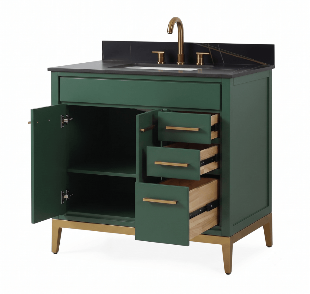 36'' Tennant Brand Modern Style Hunter Green Beatrice Single Sink Bathroom Vanity