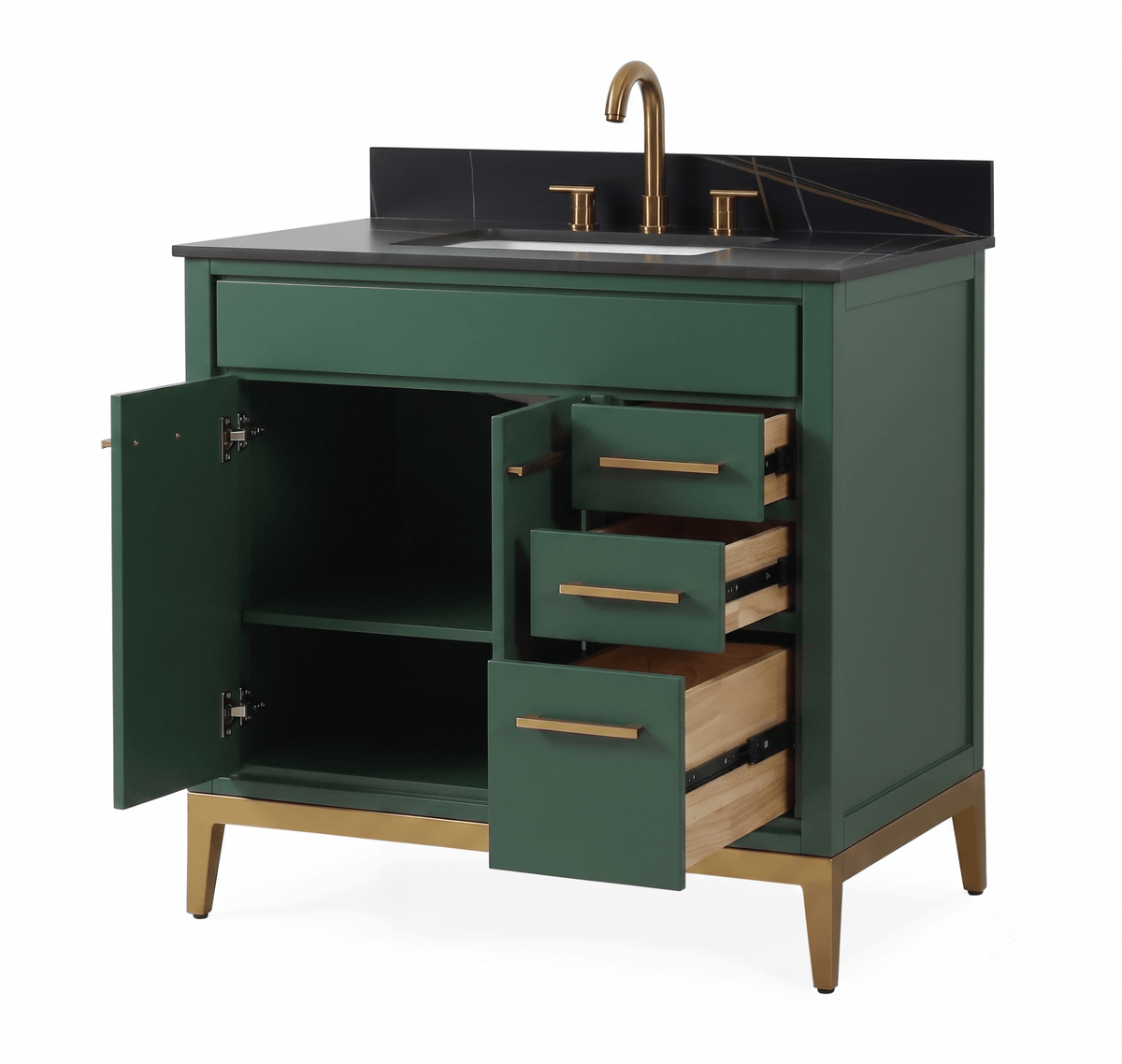 36'' Tennant Brand Modern Style Hunter Green Beatrice Single Sink Bathroom Vanity
