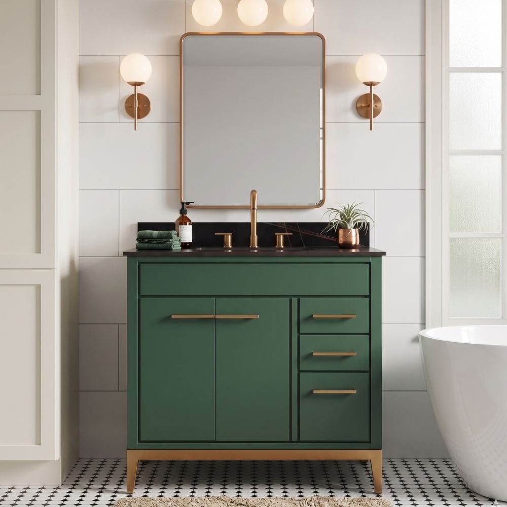 36'' Tennant Brand Modern Style Hunter Green Beatrice Single Sink Bathroom Vanity