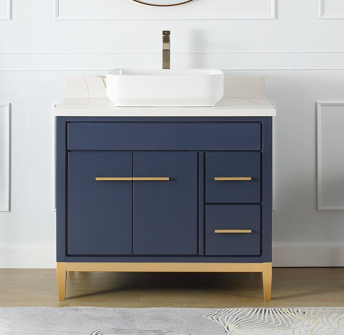 36" Tennant Brand Modern Style Navy Blue Beatrice Vessel Sink Bathroom Vanity
