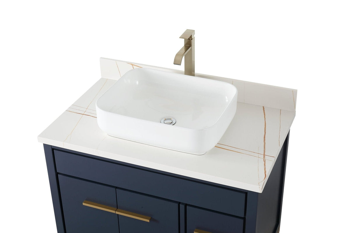 36" Tennant Brand Modern Style Navy Blue Beatrice Vessel Sink Bathroom Vanity