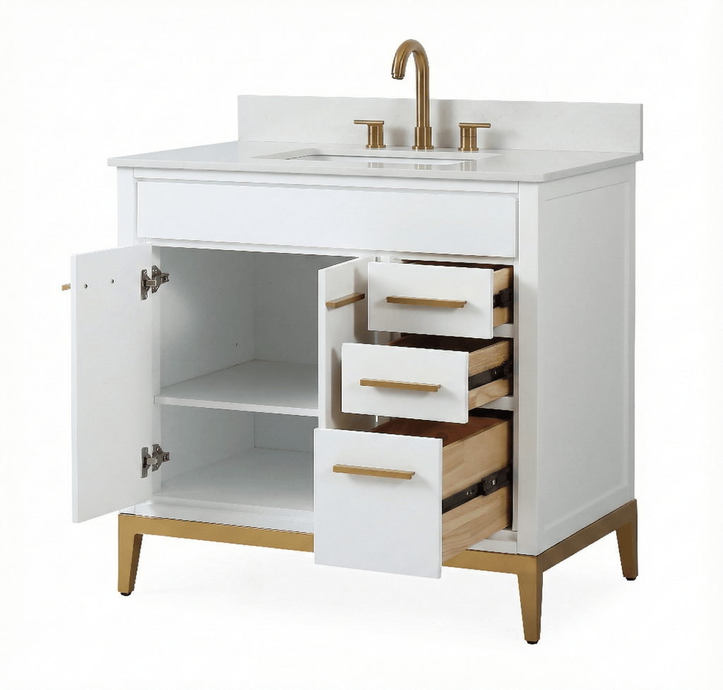 36'' Tennant Brand Modern Style White Beatrice Single Sink Bathroom Vanity