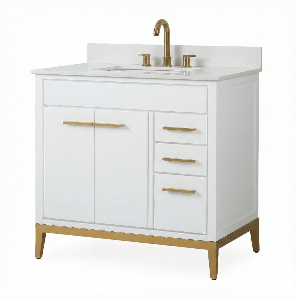 36'' Tennant Brand Modern Style White Beatrice Single Sink Bathroom Vanity