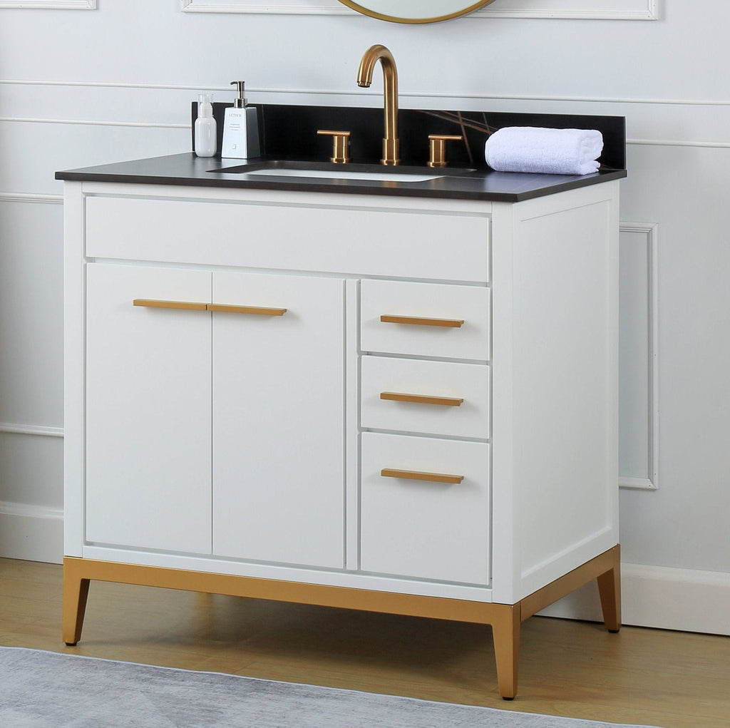 36'' Tennant Brand Modern Style White Beatrice Single Sink Bathroom Vanity