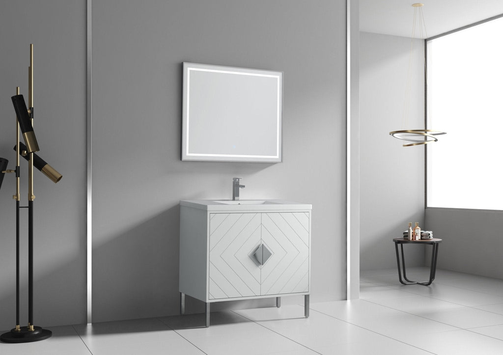 36" Tennant Brand Modern Style White Eileen Bathroom Sink Vanity