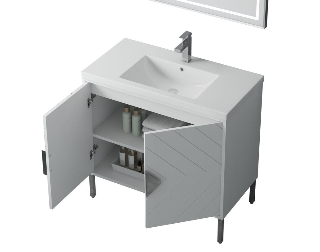36" Tennant Brand Modern Style White Eileen Bathroom Sink Vanity