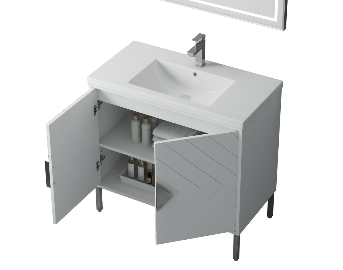 36" Tennant Brand Modern Style White Eileen Bathroom Sink Vanity