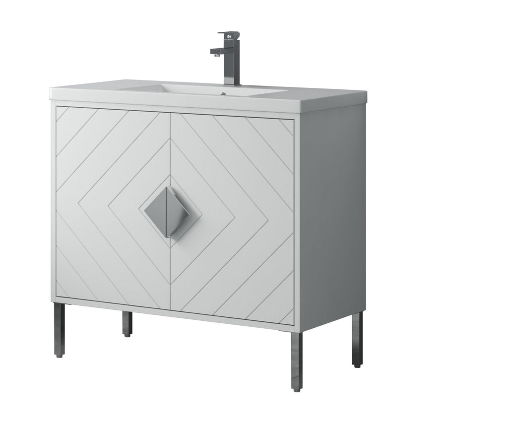 36" Tennant Brand Modern Style White Eileen Bathroom Sink Vanity